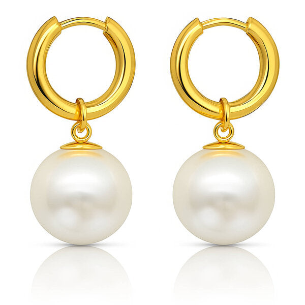 Gold Pearl Drop Earrings
